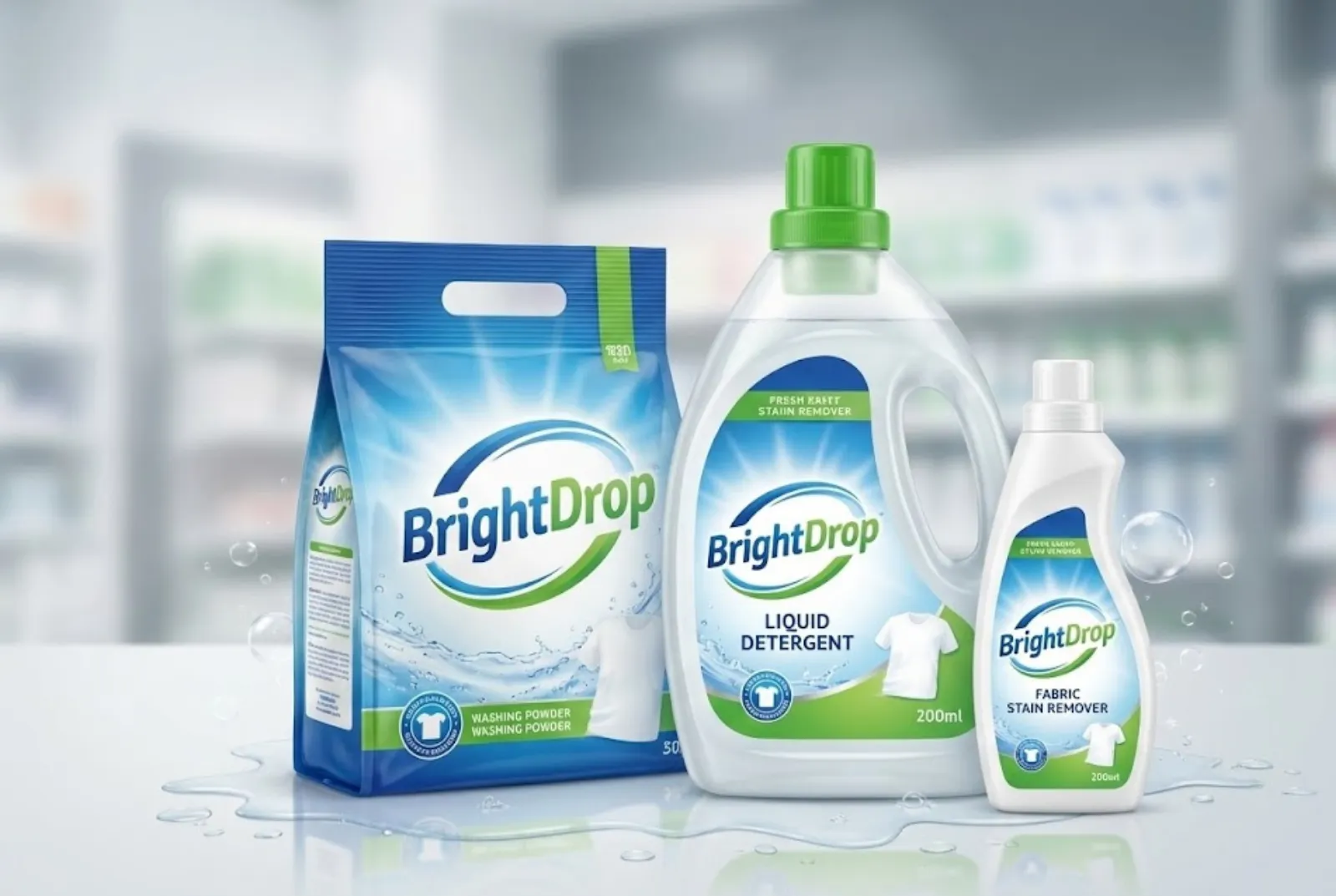BrightDrop detergent product line with splash