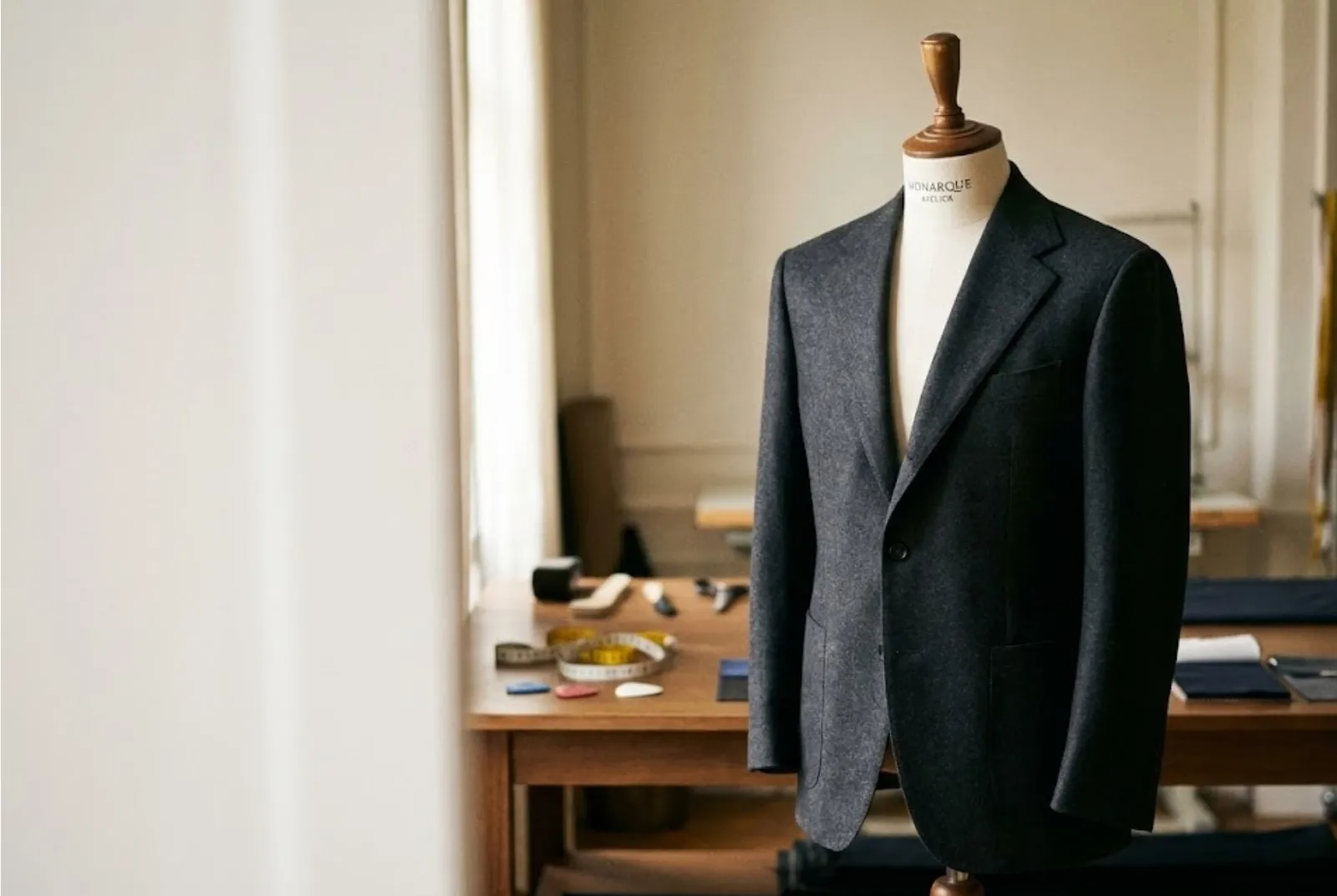 Monarque Atelier bespoke blazer on mannequin